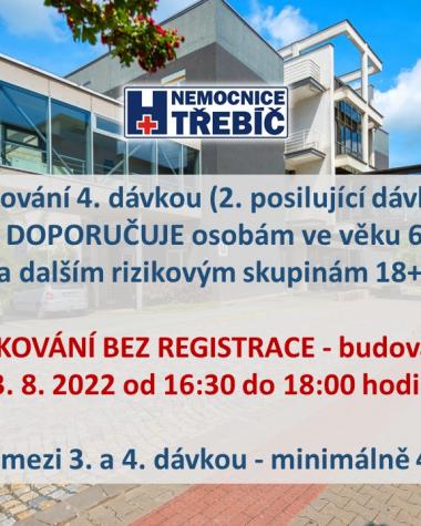 Očkování bez registrace v nemocnici Třebíč od 3. 8. 22 1